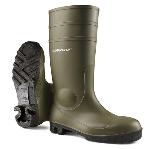 Dunlop Protomastor Full Safety Green PVC Wellington Boots Size 3