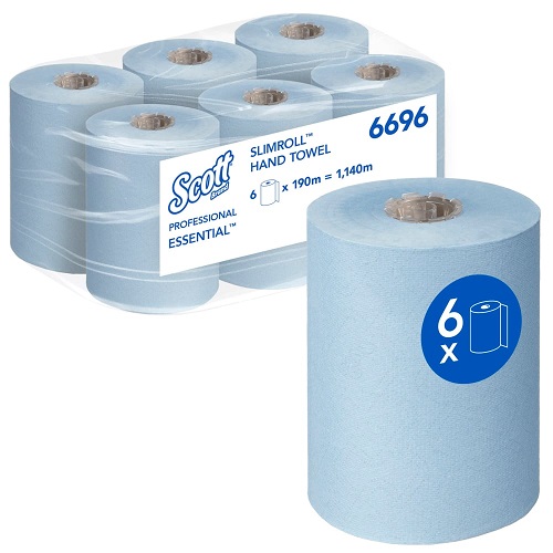 Scott® Essential™ Slimroll™ Rolled Hand Towels Blue 6's