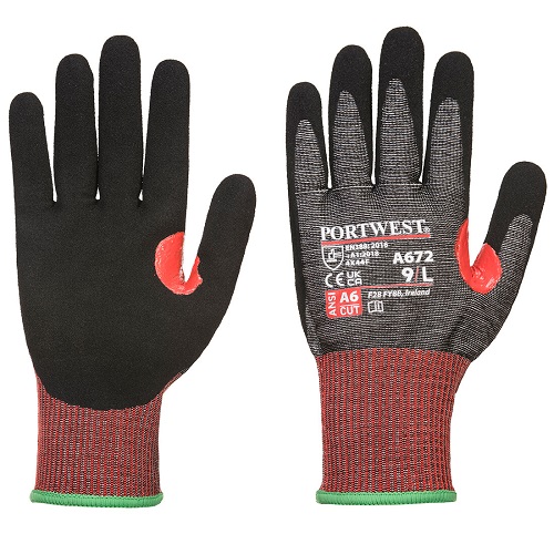 Portwest A672 CS Cut F13 Nitrile Gloves Black L