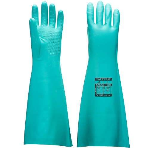 Portwest A813 Extended Length Nitrile Gauntlet Green Medium