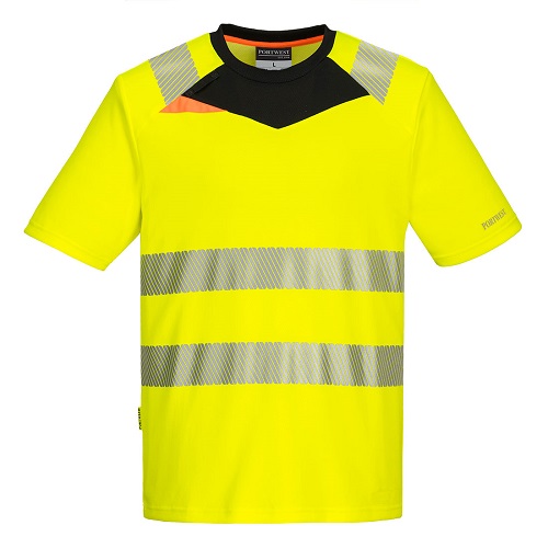 Portwest DX413 DX4 Hi-Vis T-Shirt Short Sleeves Yellow / Black Small