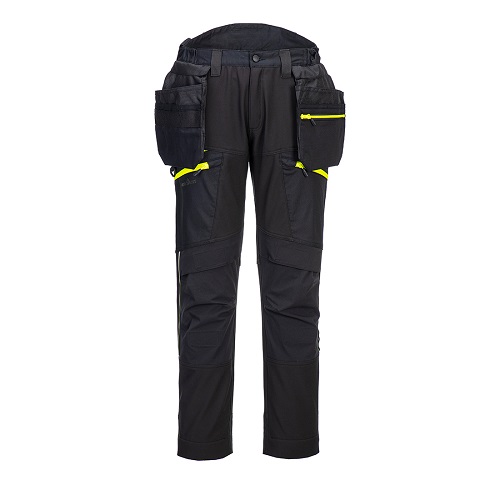 Portwest DX450 DX4 Detachable Holster Pocket Softshell Trousers Black 32"