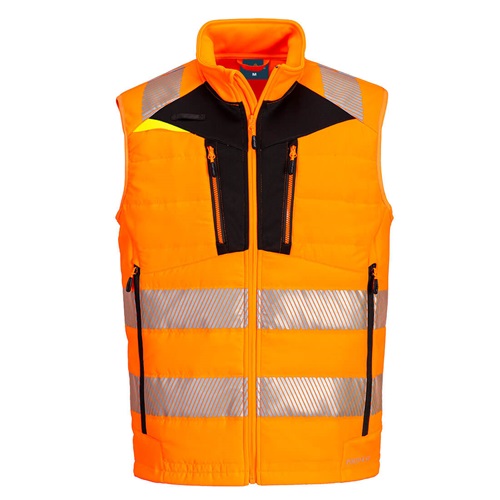 Portwest DX479 DX4 Hi-Vis Hybrid Baffle Bodywarmer Orange / Black XL