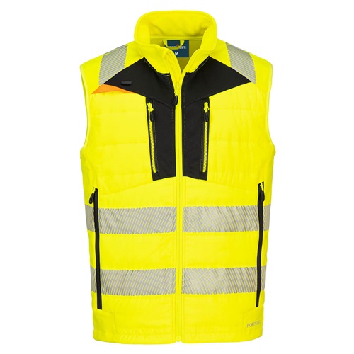 Portwest DX479 DX4 Hi-Vis Hybrid Baffle Bodywarmer Yellow / Black XL