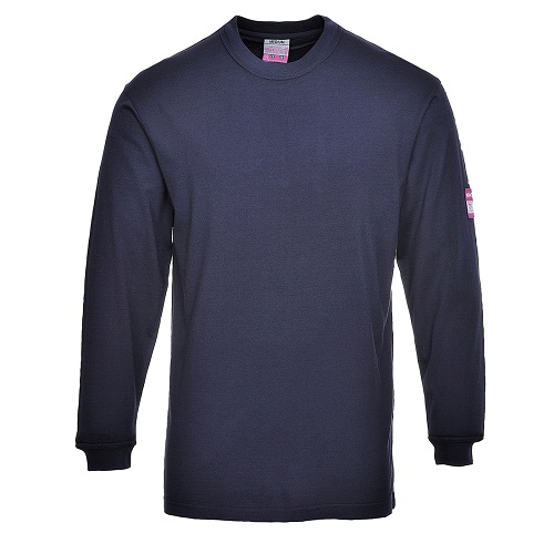 Portwest FR11 Flame Resistant Anti-Static Long Sleeve T-Shirt Navy Small