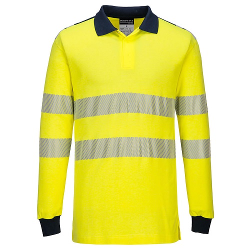 Portwest FR702 PW3 Flame Resistant Hi-Vis Polo Shirt Yellow / Black Large