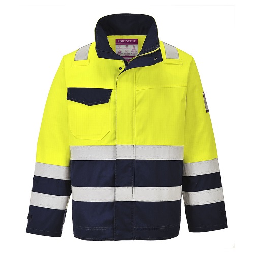 Portwest MV25 Hi-Vis Modaflame Jacket Yellow / Navy Large