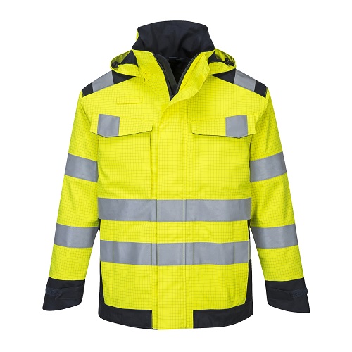 Portwest MV70 Modaflame RainMulti Norm Arc Jacket Yellow / Navy Medium