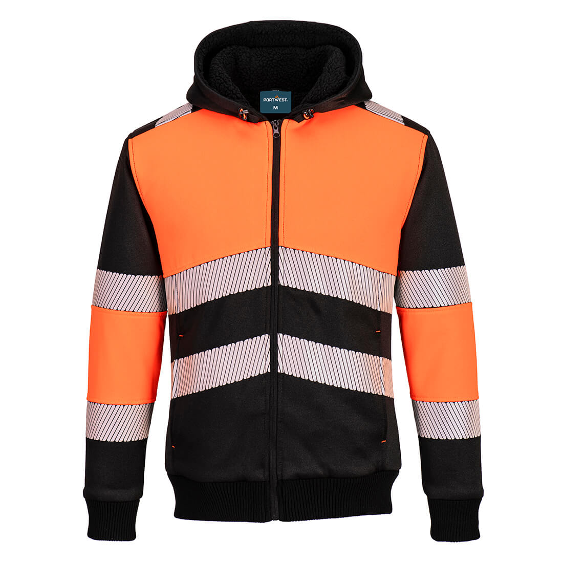 Portwest PW377 PW3 Zipped Class 1 Hi-Vis Winter Hoodie Orange / Black S