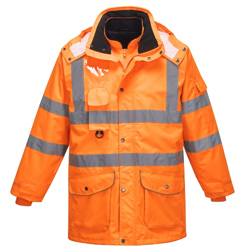 Portwest RT27 Hi Vis 7 in 1 Traffic Jacket RIS Orange Small