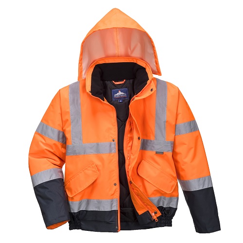 Portwest Hi-Vis Two Tone Bomber Jacket S266 Orange / Navy S