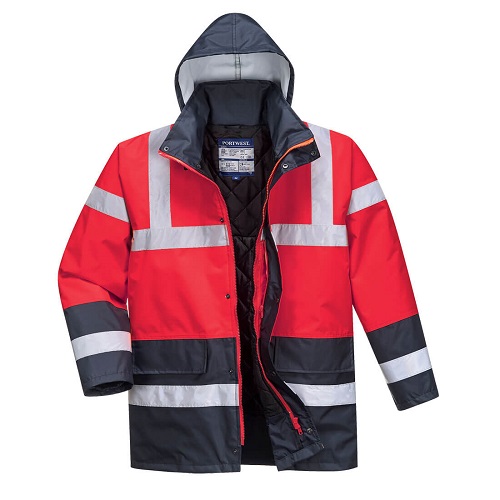 Portwest Hi-Vis Contrast Traffic Jacket S466 Red / Navy M