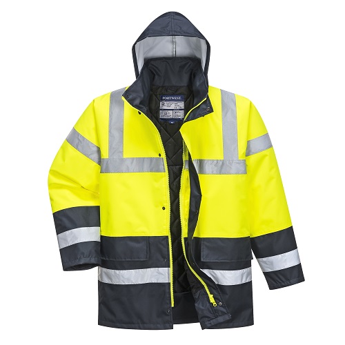 Portwest Hi-Vis Contrast Traffic Jacket S466 Yellow / Navy S