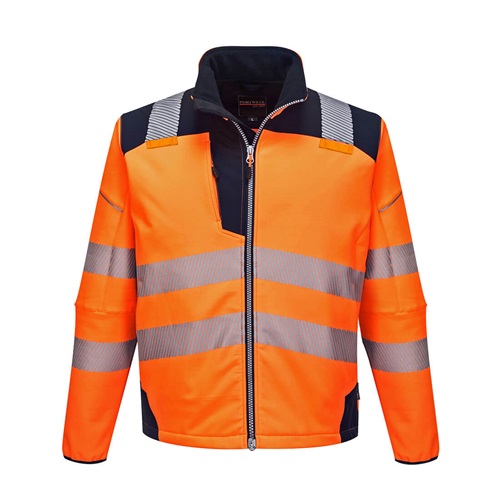 Portwest T402 PW3 Hi Vis Softshell Jacket Orange / Navy Large