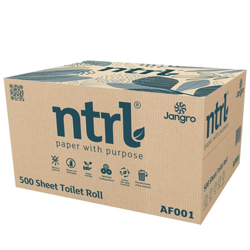 Jangro ntrl 500 Sheet Conventional Toilet Roll 2 ply 36's