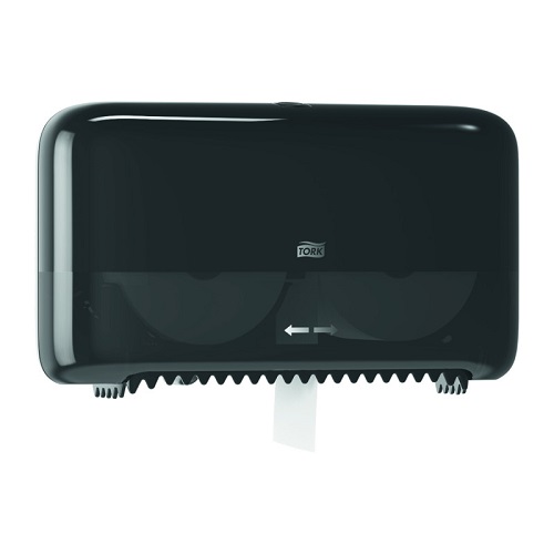 Tork Twin Coreless Mid-Size Toilet Roll Dispenser Black