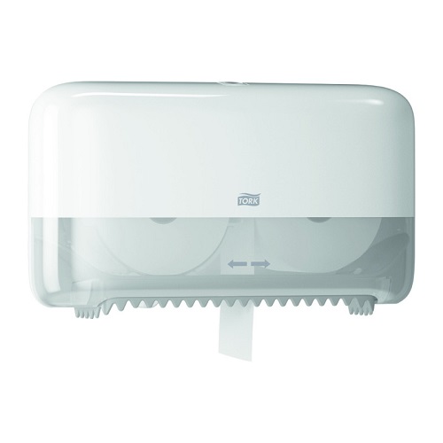 Tork Twin Coreless Mid-Size Toilet Roll Dispenser White