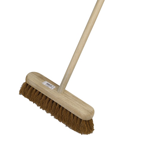 12" Natural Coco Fibre Broom With Wooden Handle