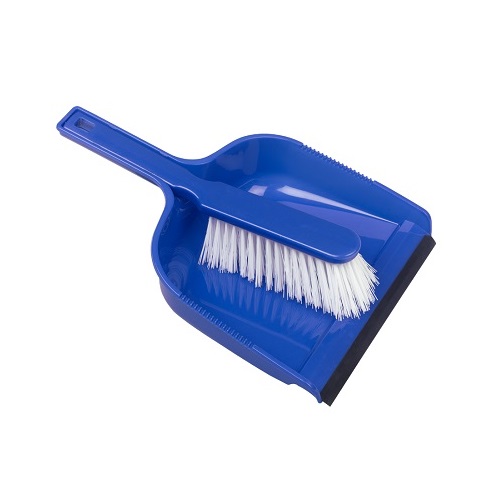 Dust Pan and Brush Set Stiff Blue