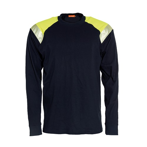 637289 Flame Retardant Long Sleeved T Shirt Yellow / Navy X Small