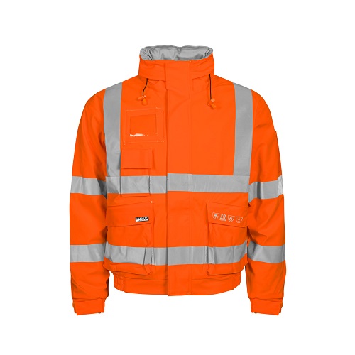 Flame Retardant Hi-Vis Winter Rain Bomber Jacket Orange Large