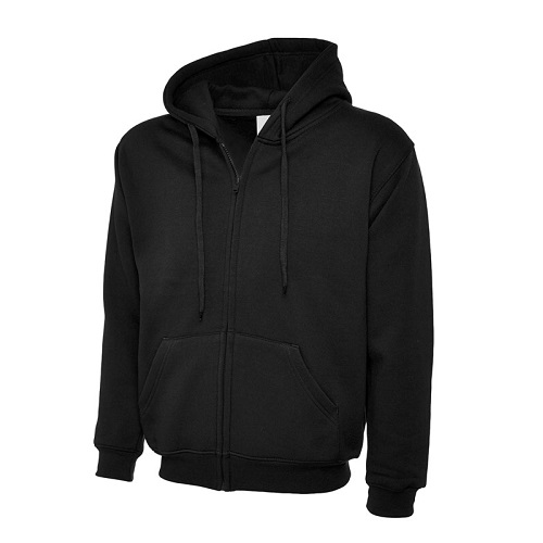 Adults Classic Full Zip Hooded Sweatshirt Black Large